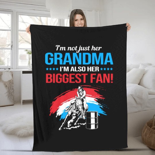 Grandma Biggest Fan Barrel Racing Grandma Fleece Blankets