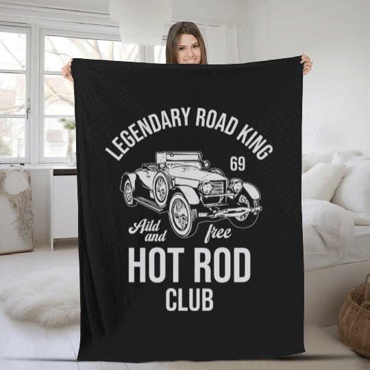 hot rod club, classic car, vintage car Fleece Blankets
