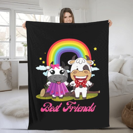 Cow Mooey Cute Strawberry Cow Best Friends Fleece Blankets