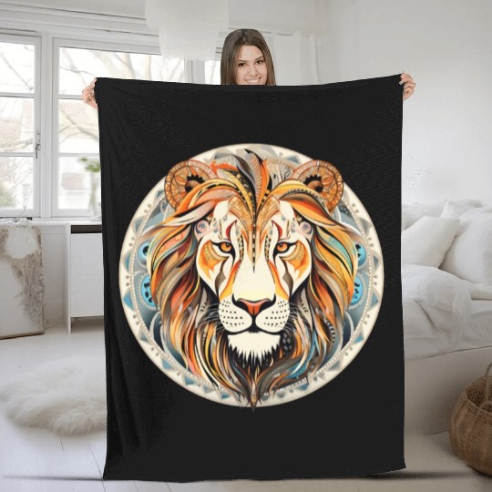 Lion Mandala Art Fleece Blankets