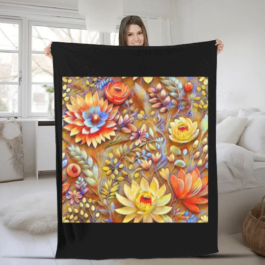 Impressionist Blossoms Tapestry Fleece Blankets