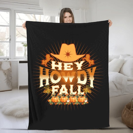 Howdy Fall, Thanksgiving and Horses Fleece Blankets