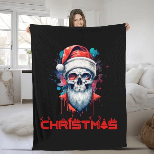 Beard Skull Christmas Fleece Blankets