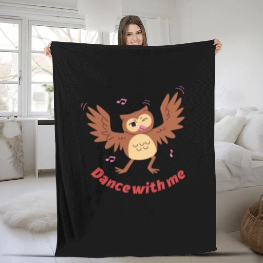 Dancing owl on kids Premium Fleece Blankets
