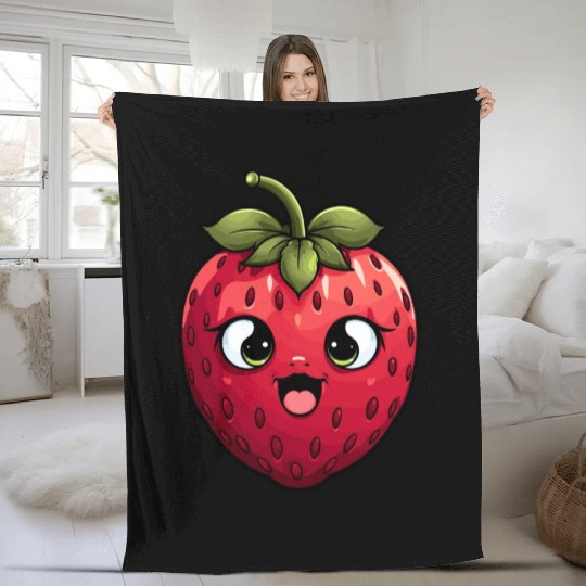 Cute Funny Strawberry Summer Kawaii Gift Fleece Blankets