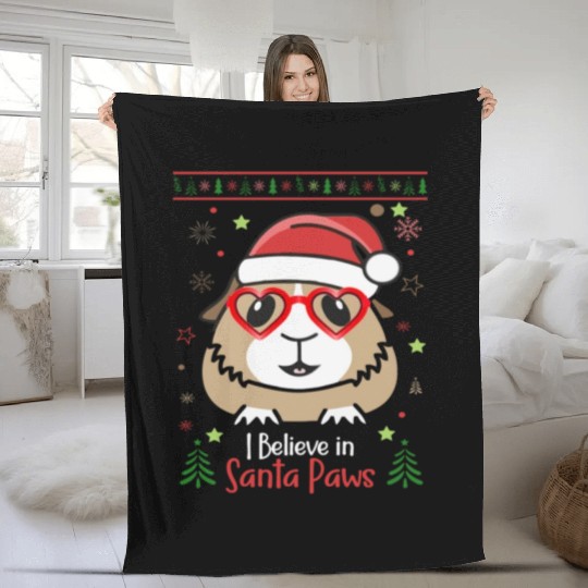 Funny Guinea Pig Christmas Hat i believe Fleece Blankets