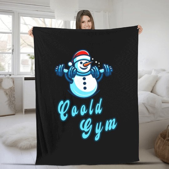 Cool gym funny snowman Fleece Blankets
