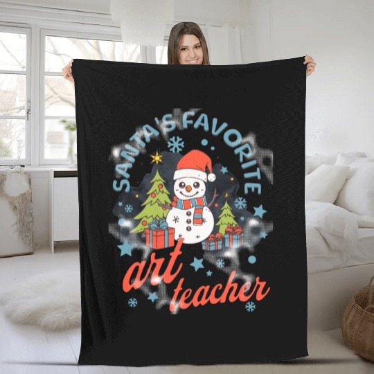 Santa s favorite art teacher Fleece Blankets