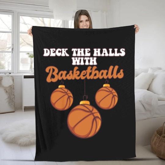 Basketball Player Coach Christmas Balls Deck The Fleece Blankets
