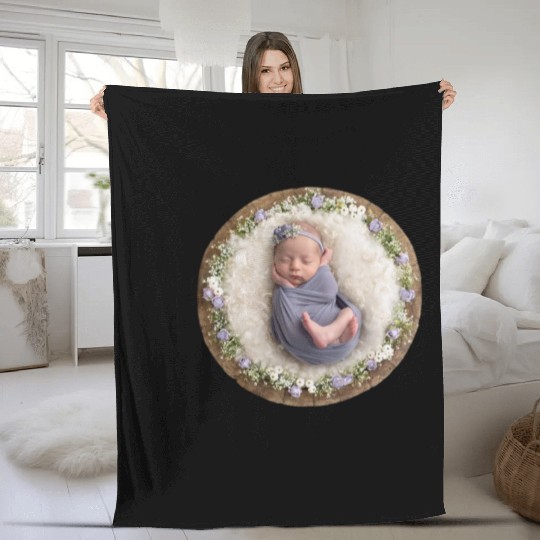 Lavender newborn girl pictures Fleece Blankets