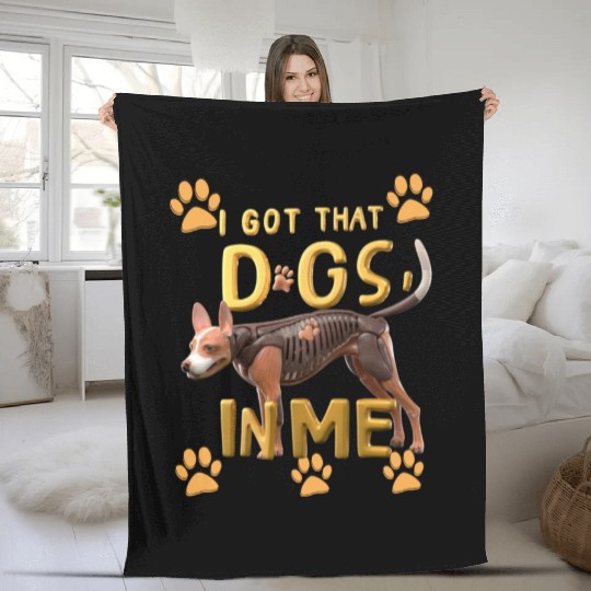 i got that dog in me xray funny saying meme Fleece Blankets