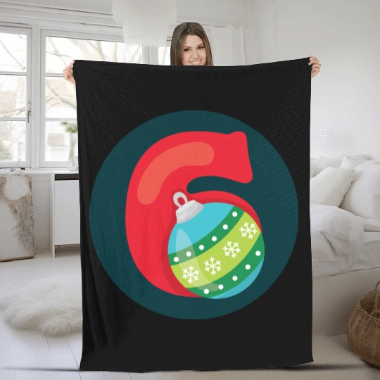 Number 6 Christmas Balls Age Six Fleece Blankets