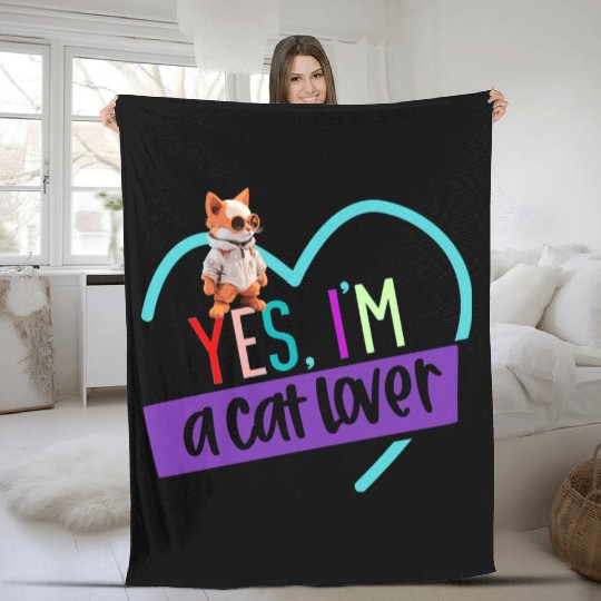 YES, I'M A CAT LOVER, cat, space cat, Pet lovers Fleece Blankets