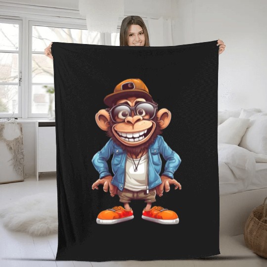 Street Art Monkey Urban Rap Street Monkey Fleece Blankets