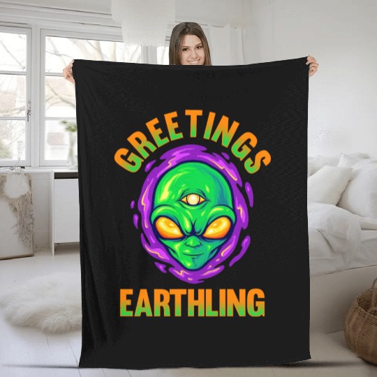 Alien, Aliens, UFO, UAP, Space Unknown Flight Fleece Blankets