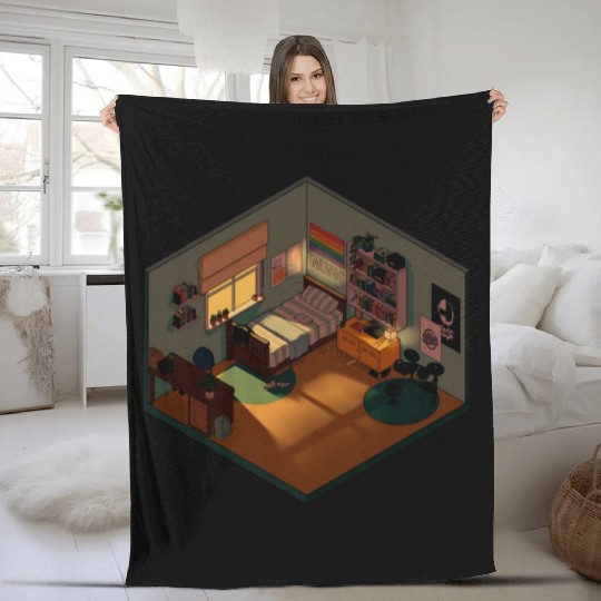 Heartstopper isometric bedroom Fleece Blankets
