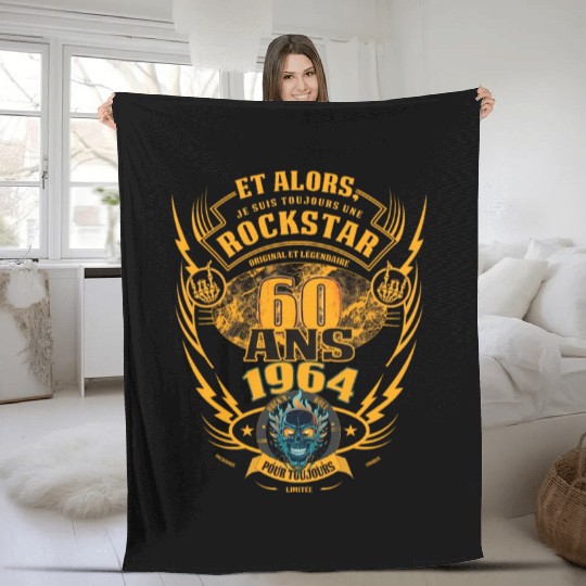 60th Birthday 1964 Rock'n Roll Forever Gift Fleece Blankets