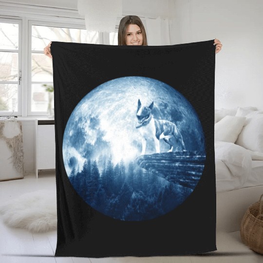 Bull Terrier Miniature Dog Moon Dog Mom Dad Women Fleece Blankets