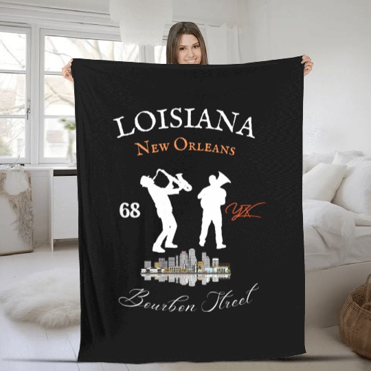 Louisiana New Orleans Bourbon street Fleece Blankets