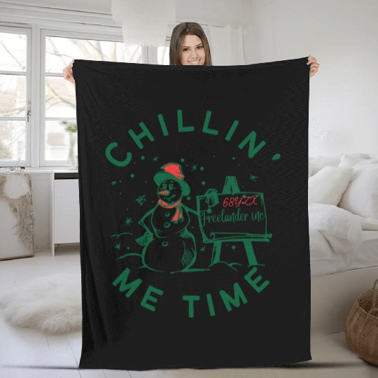 chillin' me time snowman Fleece Blankets
