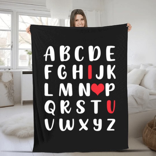Abc Alphabet I Love You English Teacher Valentines Fleece Blankets