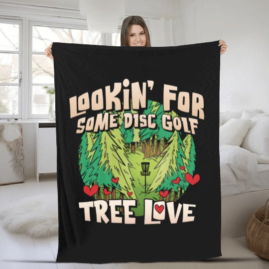 Looking For Some Disc Golf Tree Love For Men Women Fleece Blankets