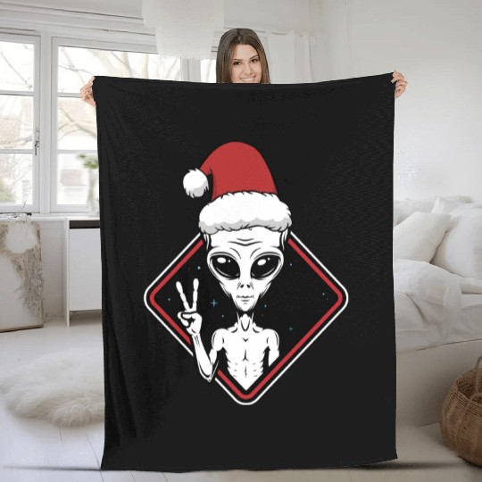 Alien Christmas Peace Fleece Blankets