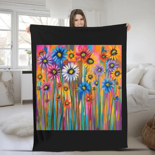 Wildflowers graffiti Fleece Blankets