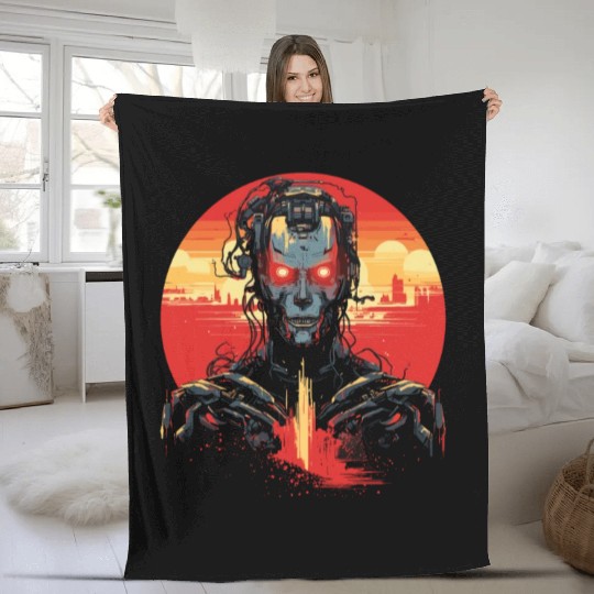 Niche Friend Red Sun Robot Fleece Blankets