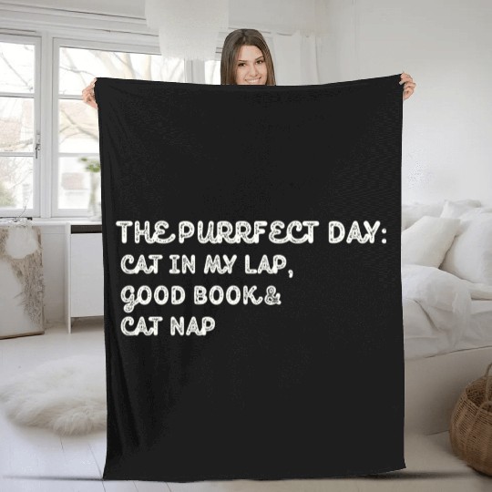 Cat in My Lap Book Catnap The Purrfect Day Fleece Blankets