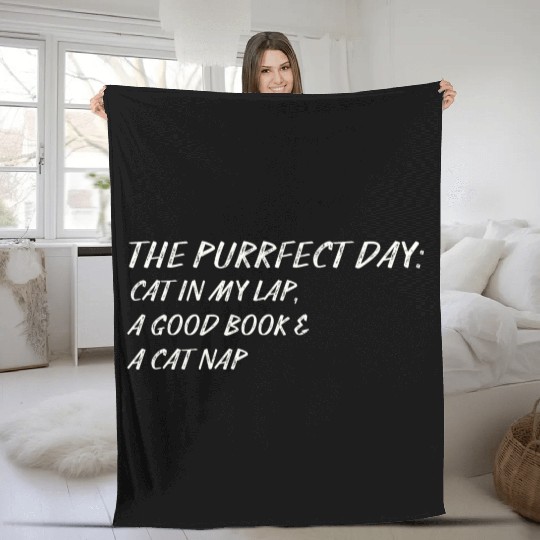 Cat in My Lap Book Catnap The Purrfect Day Fleece Blankets