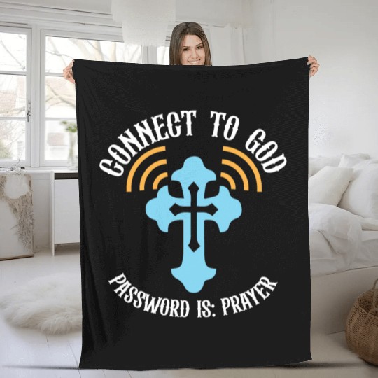 Connect to God I Love Jesus Believer Scripture Fleece Blankets