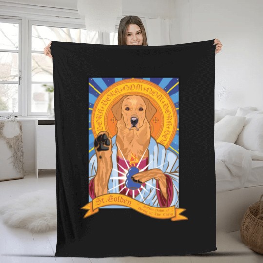 Saint Golden Retriever Fleece Blankets