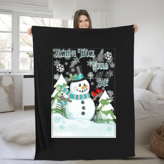 Funny Cranky Snowman Fleece Blankets