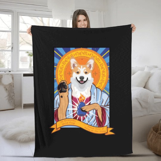 Saint Pembroke Welsh Corgi Fleece Blankets