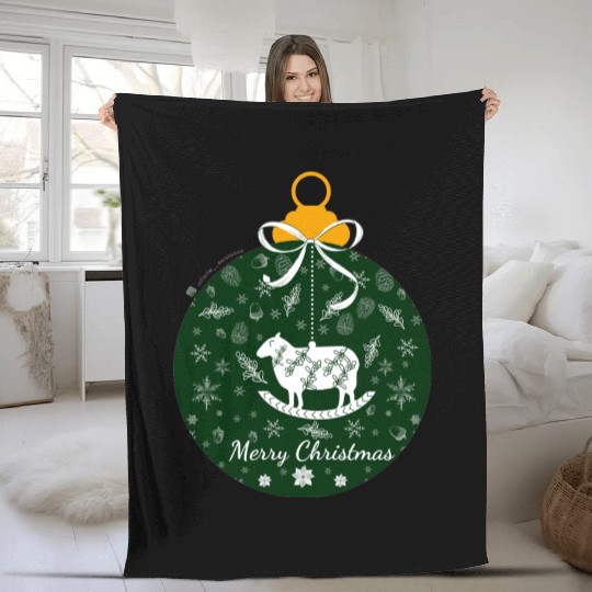 Green Lamb Christmas Ornament Fleece Blankets