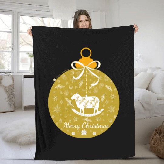 Golden Lamb Christmas Ornament Fleece Blankets