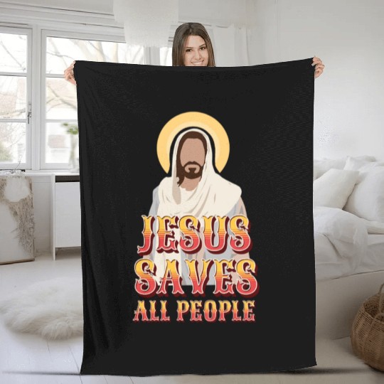 Jesus Saves All People Fleece Blankets