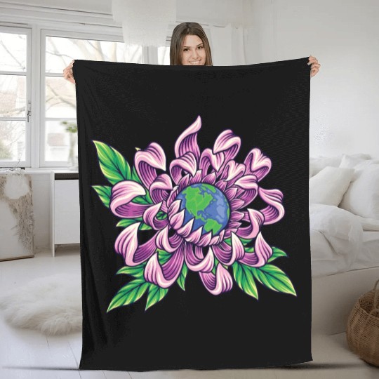 Earth In Flower Fleece Blankets