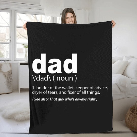 DAD Definition Funny Dad Gift Fathers Day Present Fleece Blankets