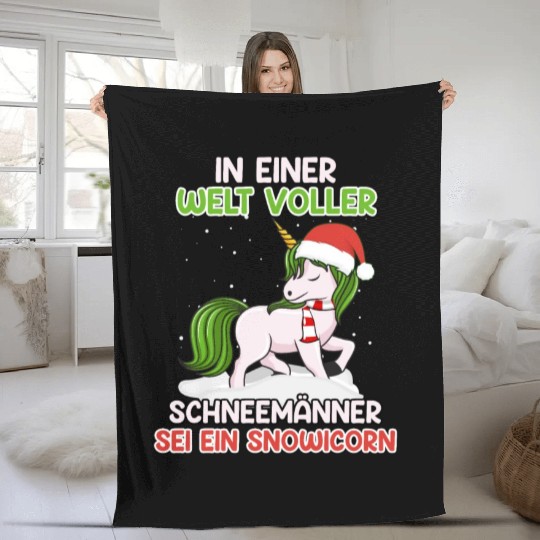In a World full of Snowmen Be a Unicorn Lover Fleece Blankets