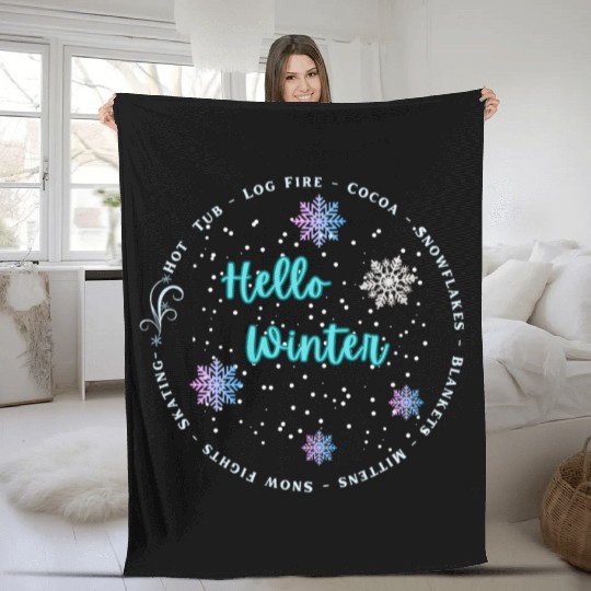 Hello Winter Fleece Blankets