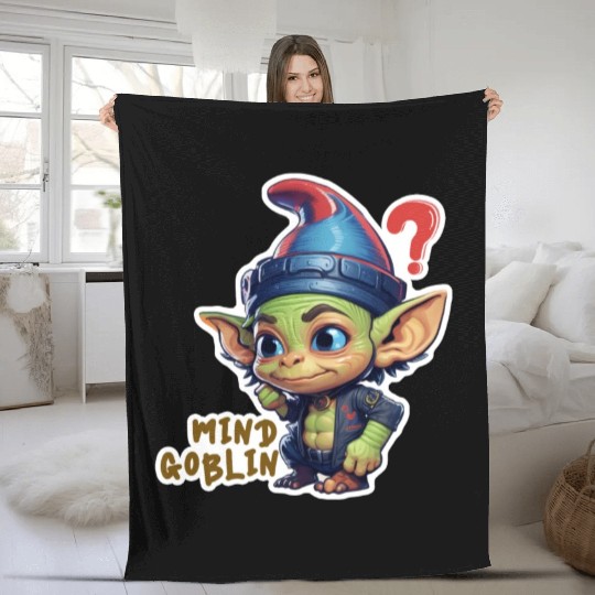 Funny Green Goblin Monster - Mind Goblin Deez Nuts Fleece Blankets