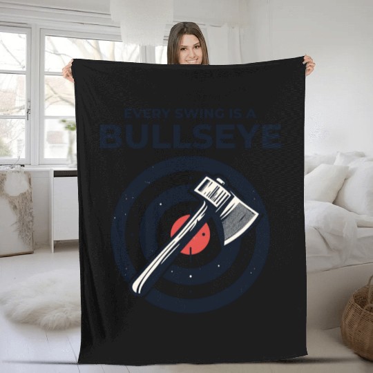 Axe Throwing Axe Thrower Lumberjack Funny Bullseye Fleece Blankets