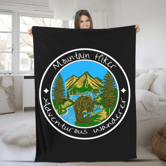 Mountain Hiker Bear Wilderness Fleece Blankets