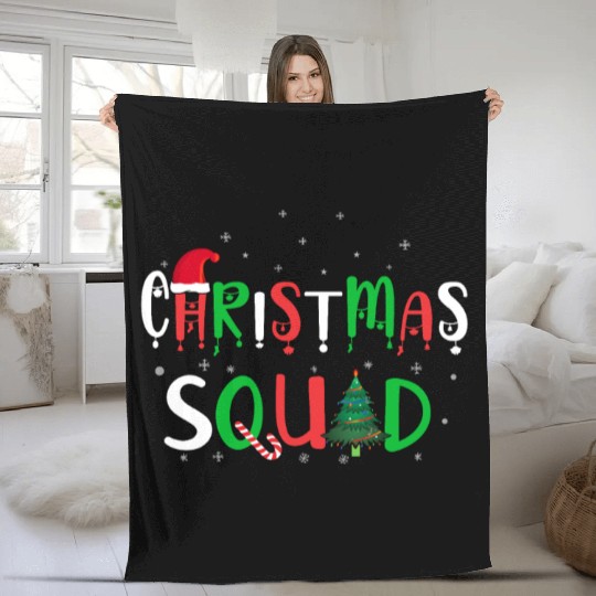 Candy Cane Christmas Squad Santa Claus Winter Fleece Blankets