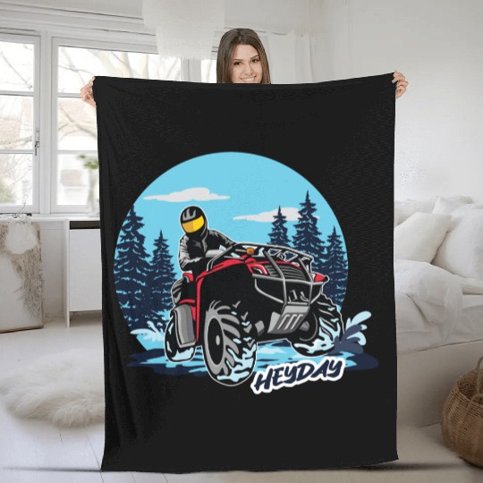 ATV/Quad "Winter Riding" style logo. By "Hey Day" Fleece Blankets