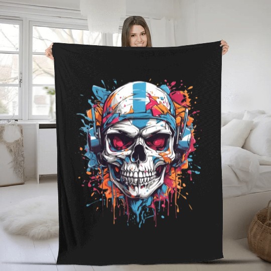 Skull Givin' Raspberry Dk Fleece Blankets
