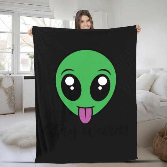Stay Weird Alien Fleece Blankets