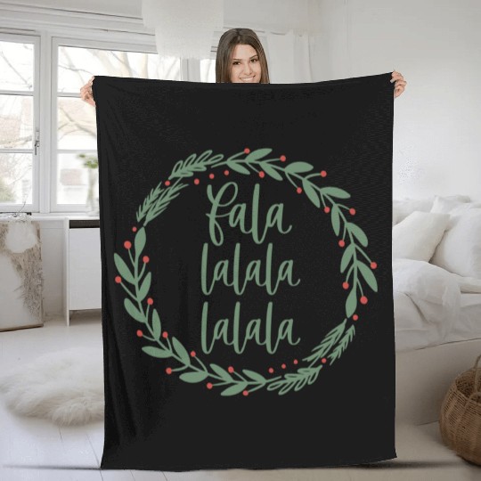 Fa La La Sage Green Christmas Wreath Fun Fleece Blankets